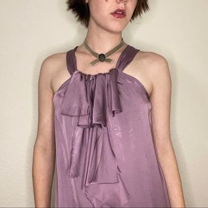 Purple Silky Ruffle Top
